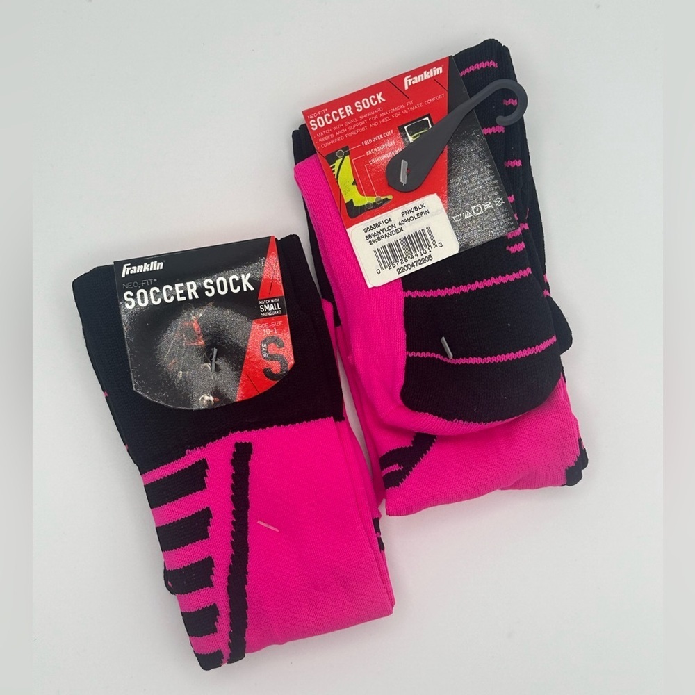 FRANKLIN Pink and Black Soccer Socks, Size Small, NWT